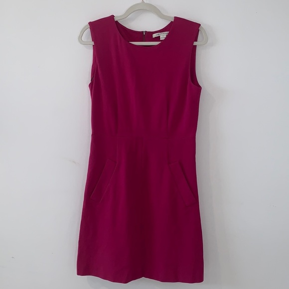 DVF Diane von Furstenberg Pink Carpreena Crew Neck A-Line Mini Sheath Dress sz 8 - Picture 2 of 16